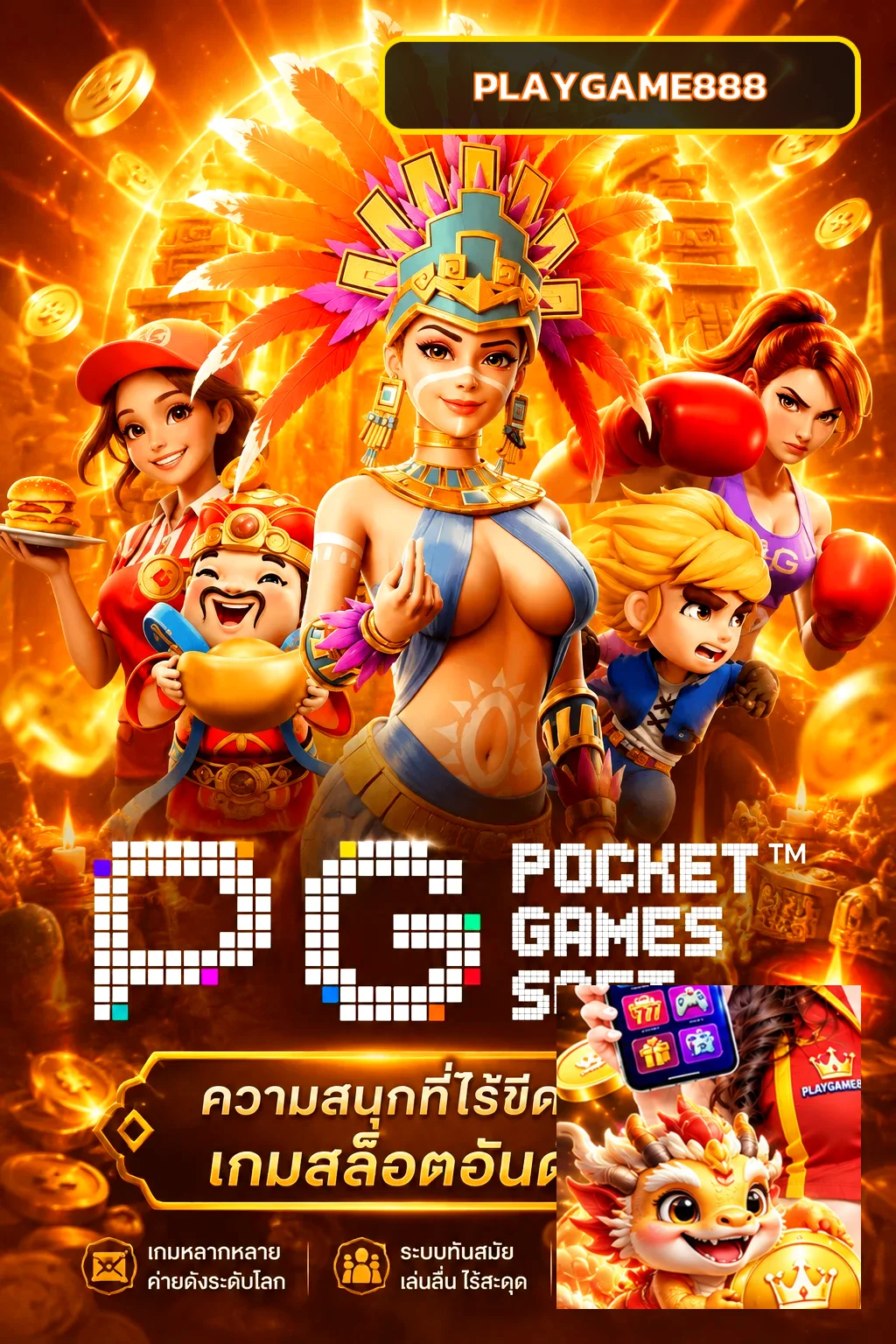 ตัวละครแฟนตาซีสำหรับทดลองเกม PG Soft บน PLAYGAME888